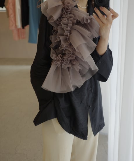 MARGE　Sustainable organza ruffle collar / Tou Limited color dark gray