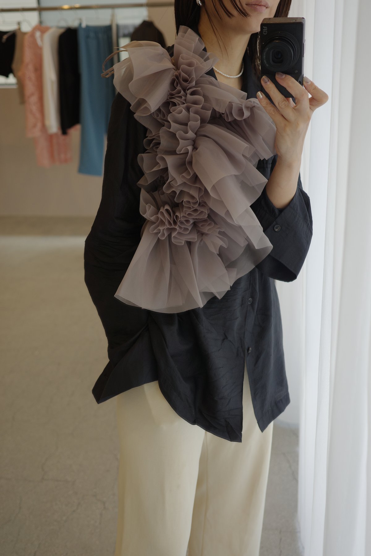 ワンピース marge sustainable organza ruffle sleeve MARGE Sustainable organza ruffle collar / Tou L