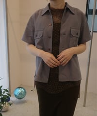 FUMIKA_UCHIDA “Chambray short sleeve shirt” mauve grey