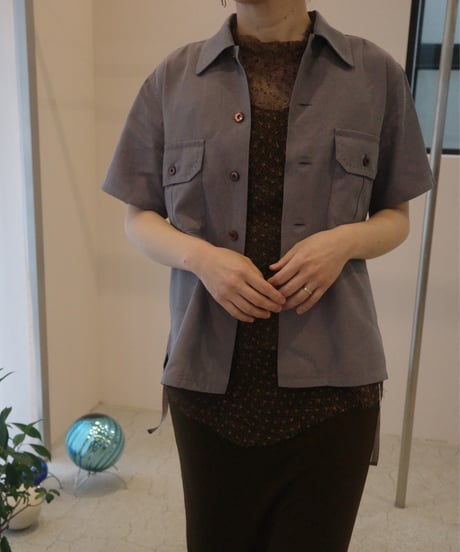 FUMIKA_UCHIDA “Chambray short sleeve shirt” mauve grey