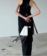 JUN MIKAMI "Fringe bag" white×black / silver