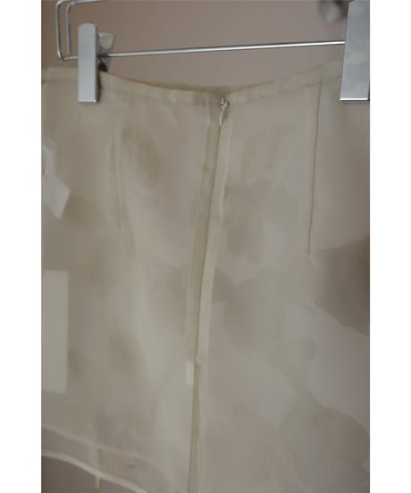 MARGE "Tulle floral motif micro mini skirt" beige / 36