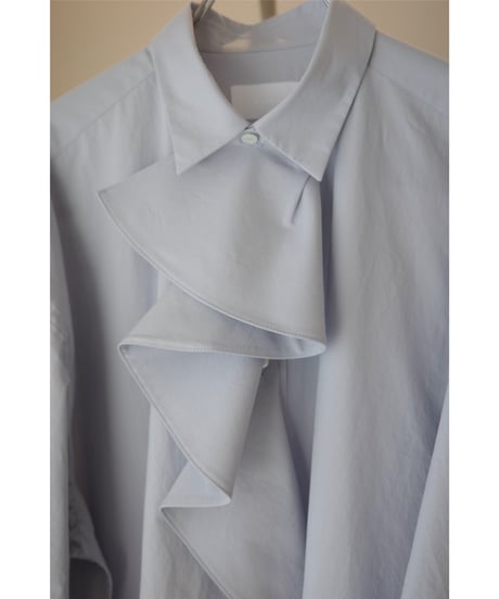 MARGE "Ruffle long sleeve shirt" light blue