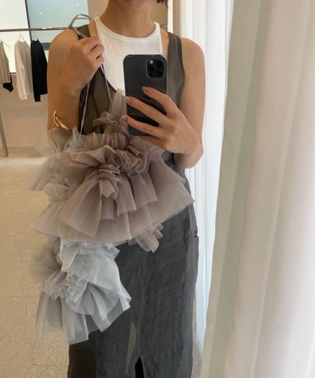 MARGE　Sustainable organza ruffle collar / Tou Limited color  gray