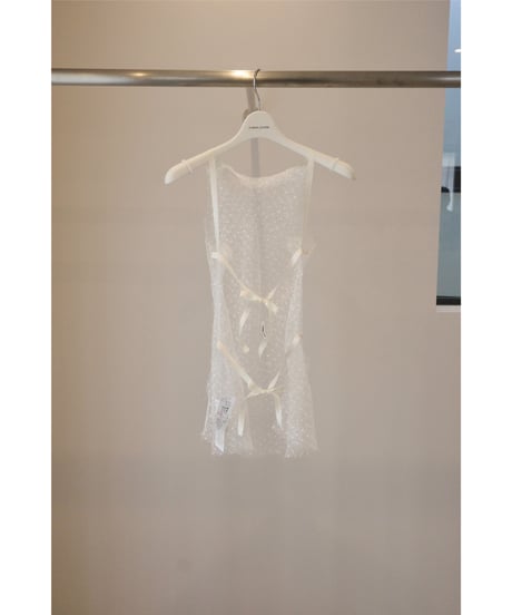 FUMIKA_UCHIDA "Dots Emb. tulle bib top" off white