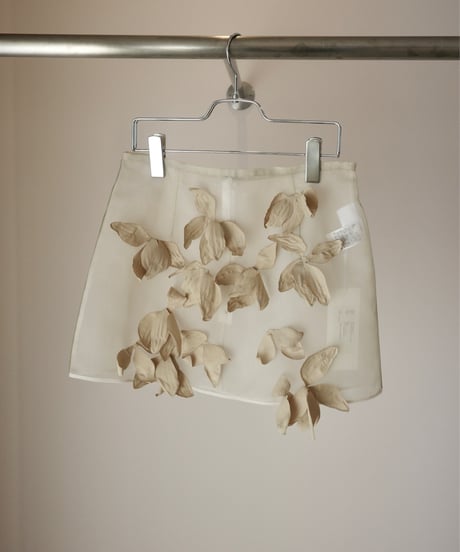 MARGE "Tulle floral motif micro mini skirt" beige / 36