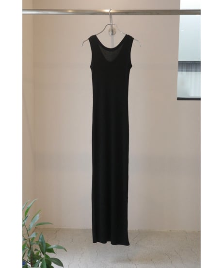 MALU “OSKER” Long sleeveless rib dress / black