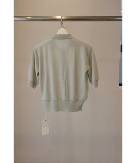 FUMIKA_UCHIDA "Knitted polo cardigan" sage grey / 36