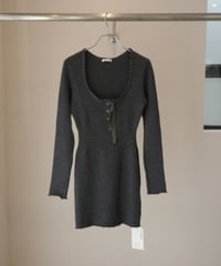 FUMIKA_UCHIDA "Rib Stitch Henley-neck Underwear" Top charcoal