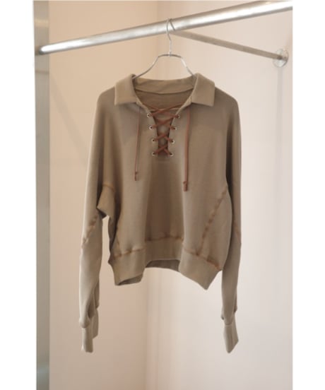 JUN MIKAMI "Lace up sweat PO"  mocha