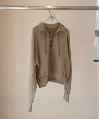 JUN MIKAMI "Lace up sweat PO"  mocha