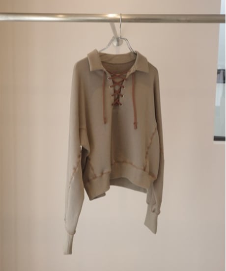 JUN MIKAMI "Lace up sweat PO"  mocha