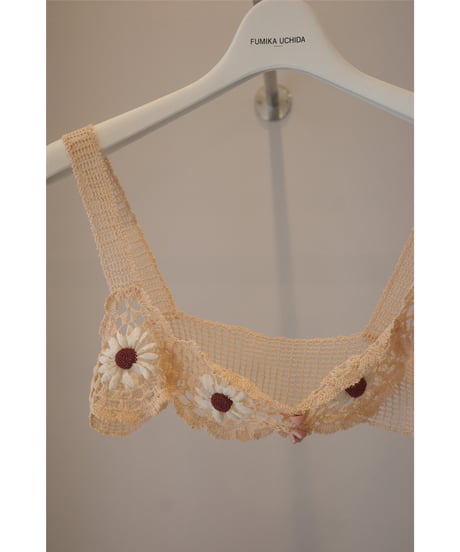FUMIKA_UCHIDA "Hand crochet bra" pink beige