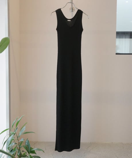 MALU “OSKER” Long sleeveless rib dress / black