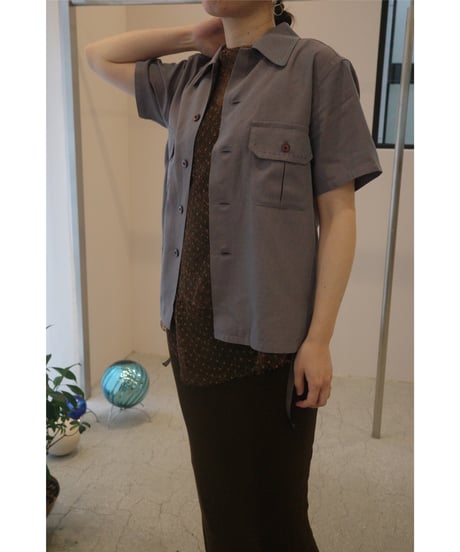 FUMIKA_UCHIDA “Chambray short sleeve shirt” mauve grey