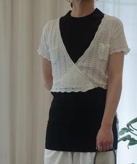 FIMIKA_UCHIDA "Lace knit cache-coeur top"  off white / 36