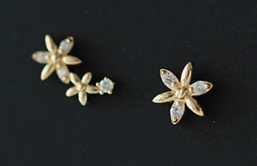MSP08】YG ミニ フラワー スタッドピアス | minimini Jewelry