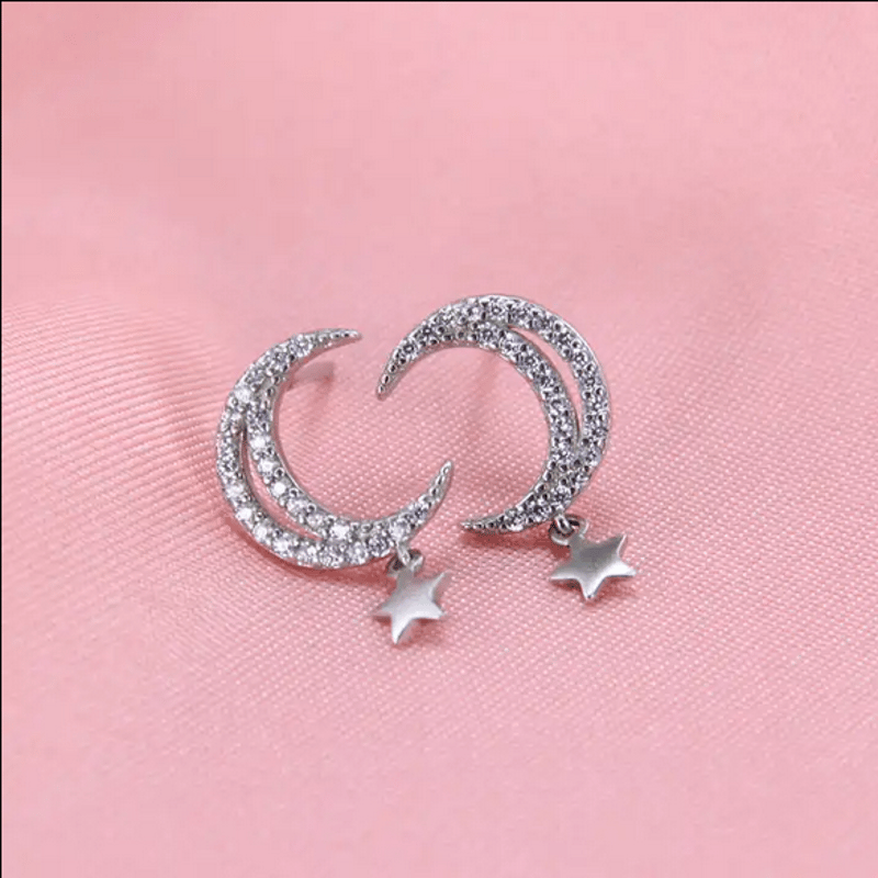 MSP04】ダイヤモンド月と星のきらめきピアス | minimini Jewelry