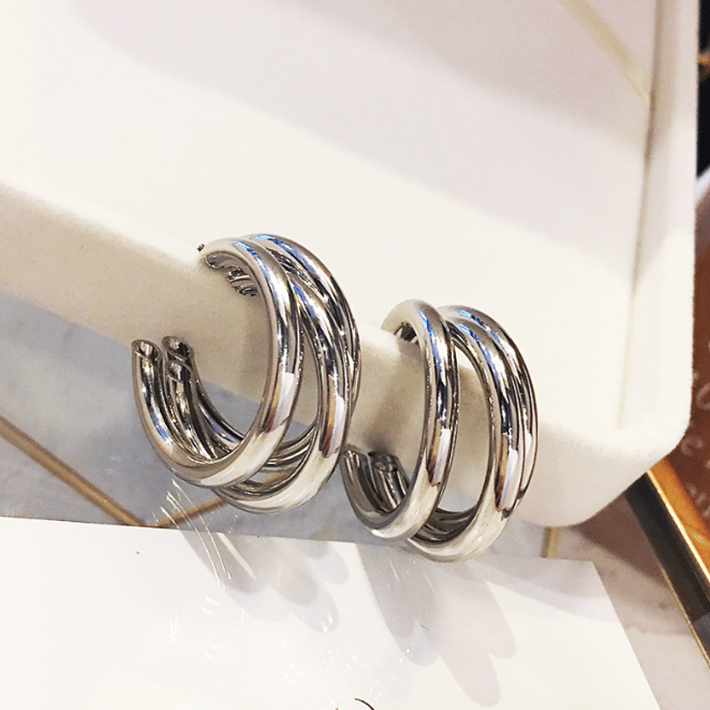 MFP05】【Silver】存在感ある3連フープピアス | minimini Jewelry