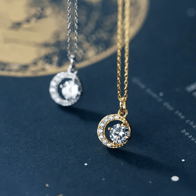 559As【煌めく月】ネックレス　上品　ムーン　CZダイヤ　S925　シルバー 特別価格】 ネックレス レディース ブランド s925 月 ムーン