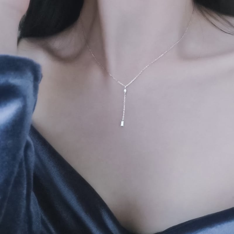 MN08】CZダイヤ マーキスとバケットカット ネックレス | minimini Jewelry