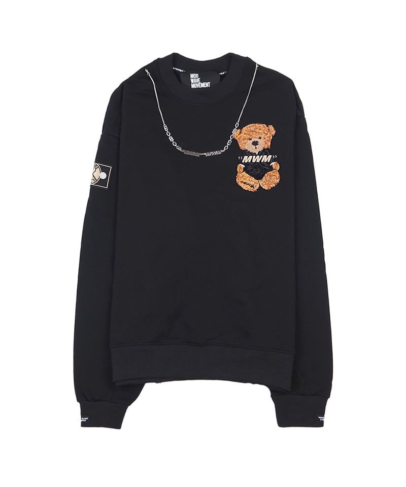 MWM】Embroidered patches Teddy Sweatshirt BLACK