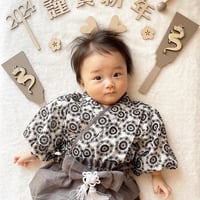 フラワーリング柄刺繍✖︎ミルクココア　フリルかぼちゃパンツ袴or フリルパンツ袴　60〜120サイズ