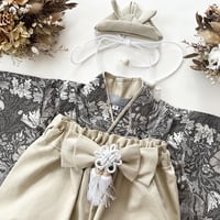 《60-120》William Morris エボニースイート【スチールグレー】✖︎ミルクティーベージュ　フリルかぼちゃパンツ袴orフリルパンツ袴