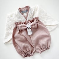 薔薇生地✖︎グレイッシュピンク　フリルかぼちゃパンツ袴　60〜120size