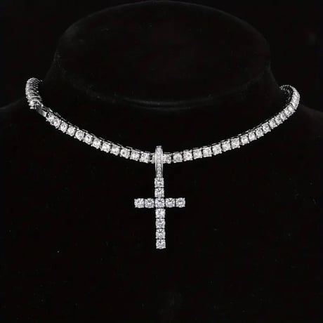 Tennis Ice Chain Cross necklace