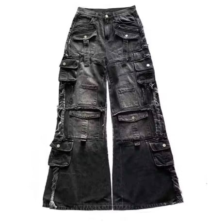 Black Wide Cargo Pants
