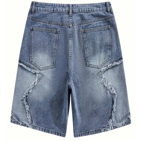 clash denim shorts
