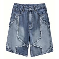 clash denim shorts