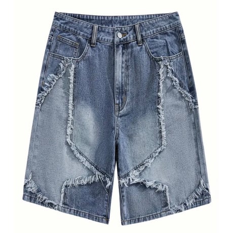 clash denim shorts
