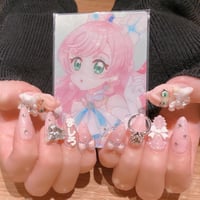 ⋆⸜ 12月定額ネイル⸝⋆3Dパーツ2つ付きデザインお任せネイルチップ