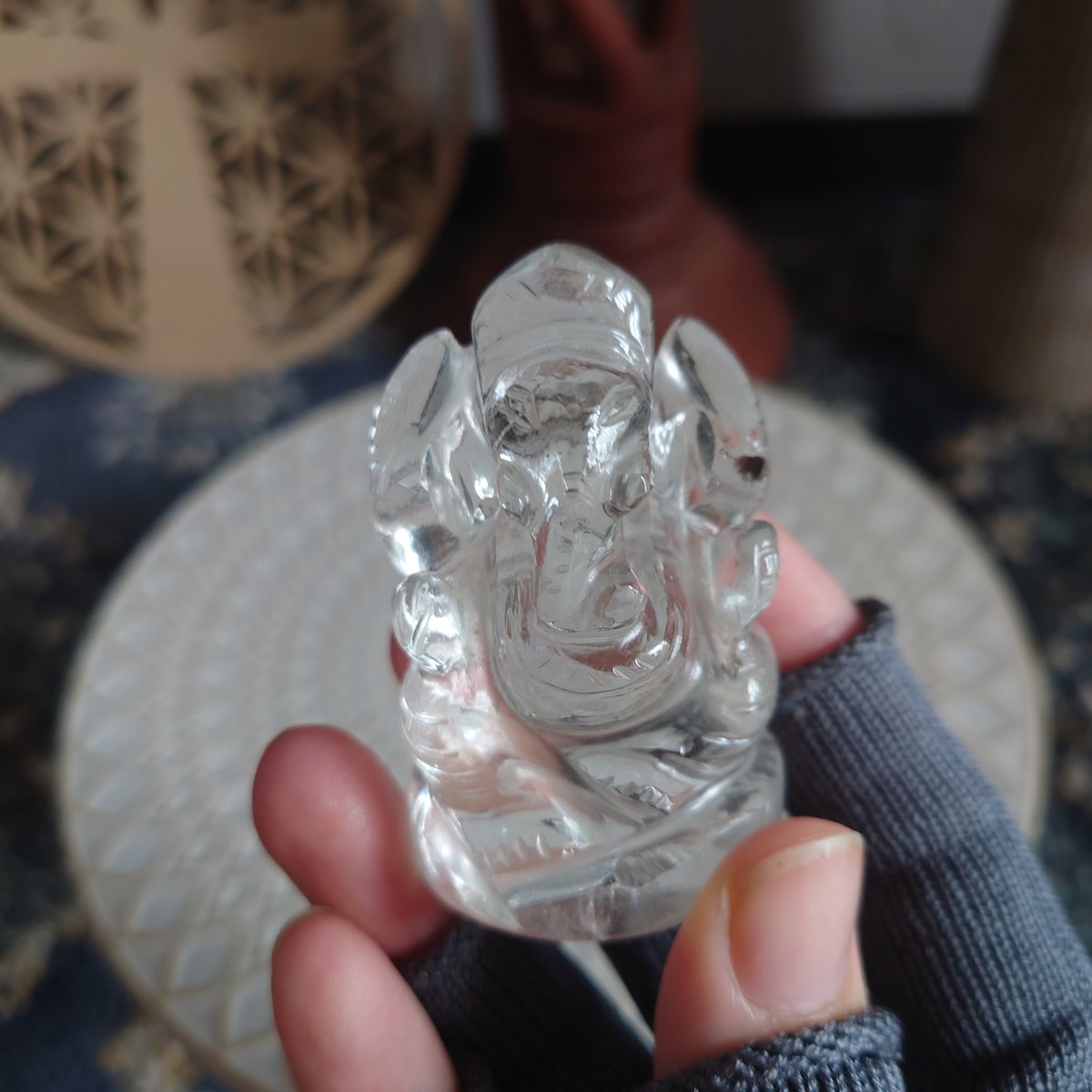 ガネーシャ　特大　天然石　翡翠　K22金使用 　特注品 水晶ガネーシャ様① | 時の旅人