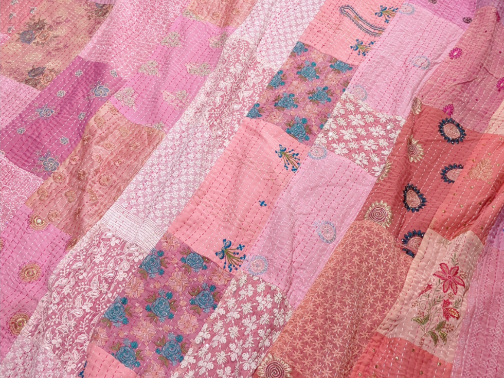 L】プリンセスピンク パステルパッチワークカンバディアキルト 322