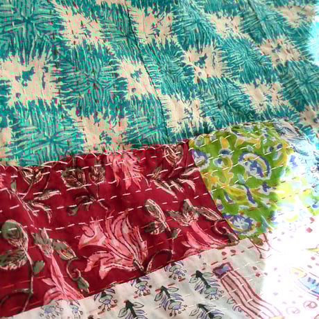 O様ご予約品【M】夏を感じて元気ちゃん　ブロックプリント カンタキルト 301