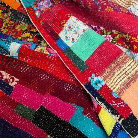 大判 ビビット ヴィンテージラグ インド伝統工芸 インド綿 エスニック ラリーキルト 749