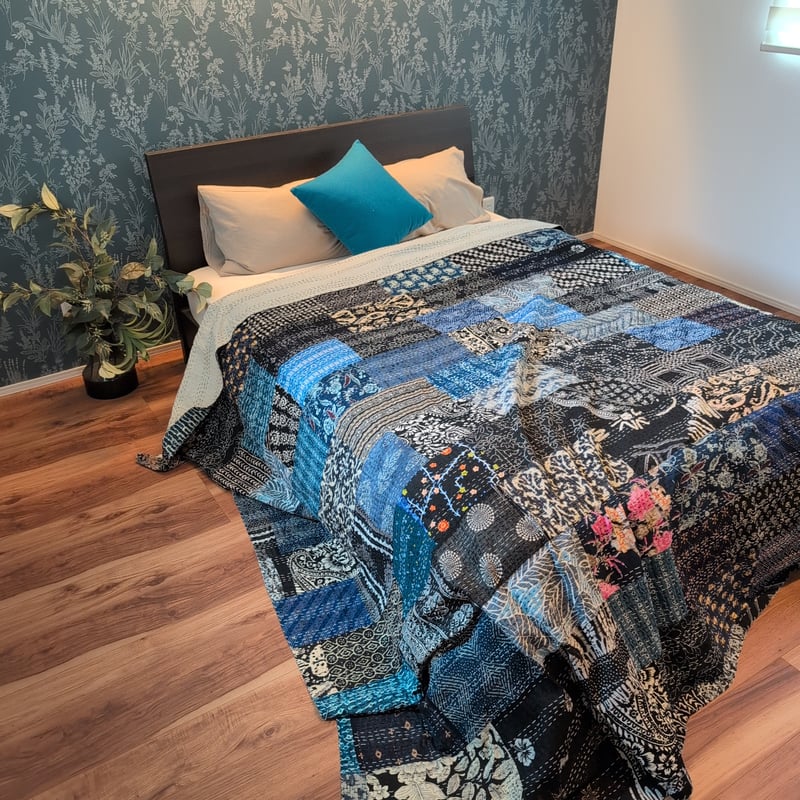 154 ブロックプリントパッチワークカンタキルト