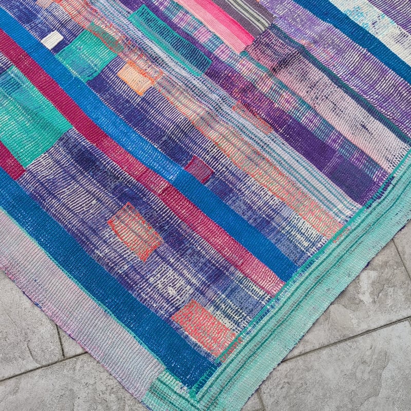 soshiwamiヴィンテージラリーキルト　カンタキルト インド製 青紫系 soshiwamiヴィンテージラリーキルト カンタキルト インド製 青紫系