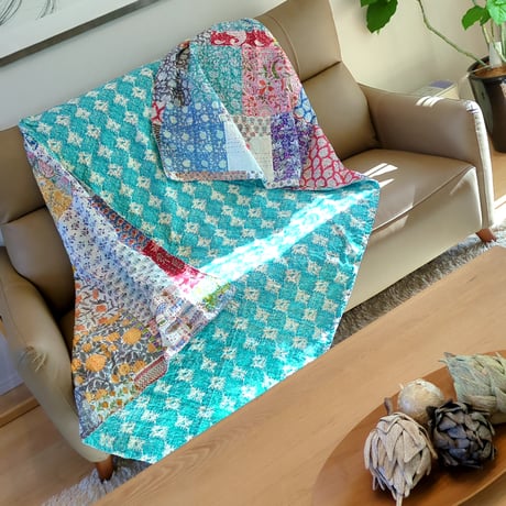 O様ご予約品【M】夏を感じて元気ちゃん　ブロックプリント カンタキルト 301