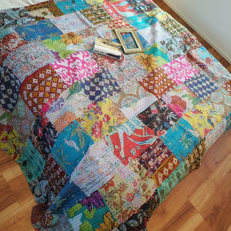 M】くすみカラー プリント入 ストーンウォッシュカンタキルト 327 | Adlang