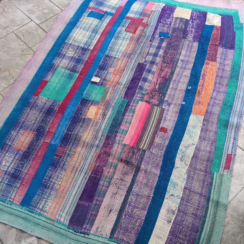 soshiwamiヴィンテージラリーキルト カンタキルト インド製 青紫系