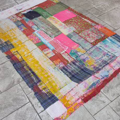 未使用❁エンブロイダリー　ネイビー　パッチワークカンタキルトマルチカバーラグ 71BOhu0sOdL._UF350,350_QL50_.jpg