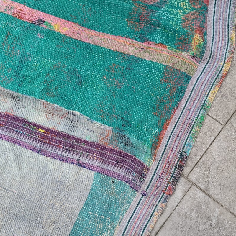 大判 色の万華鏡 ヴィンテージカンタキルト ラリーキルト インド伝統