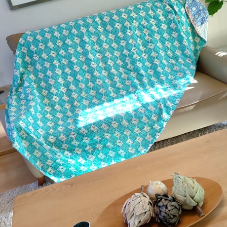 O様ご予約品【M】夏を感じて元気ちゃん　ブロックプリント カンタキルト 301