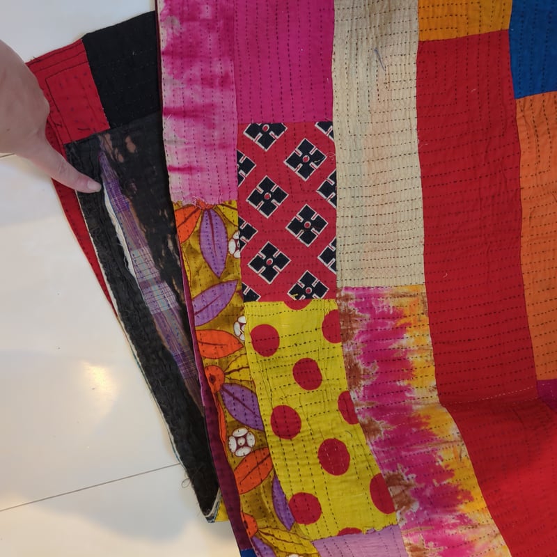 カラフル スクエア型ステッチ ラリーキルト カンタキルト 377