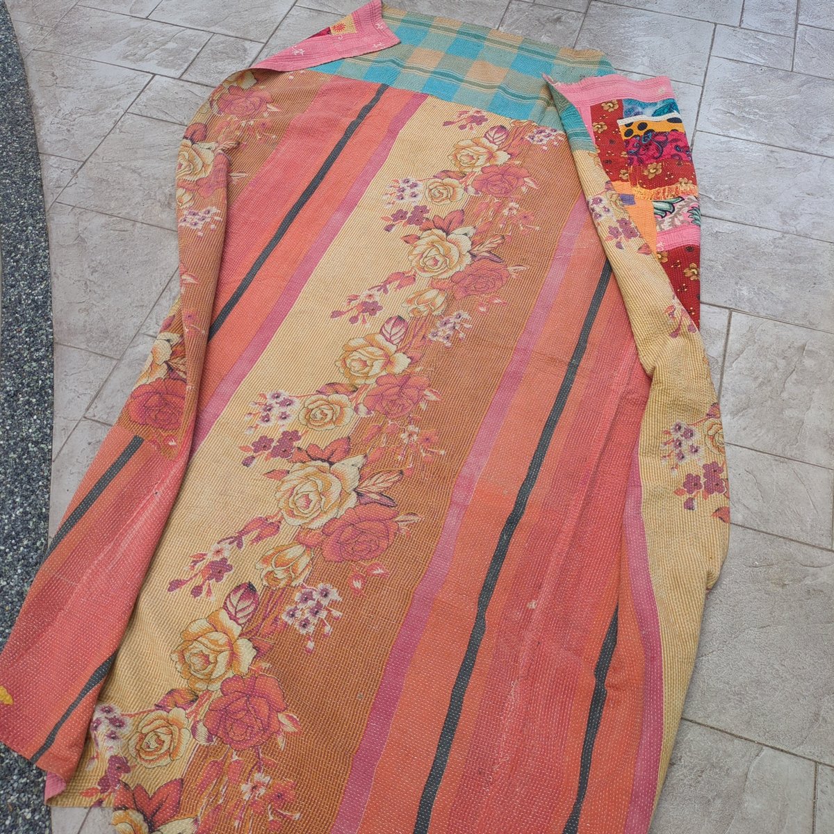 お花ピンク ラリーキルト ヴィンテージカンタキルト 332 | Adlang