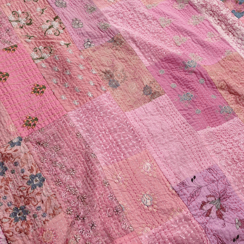 L】プリンセスピンク パステルパッチワークカンバディアキルト 322